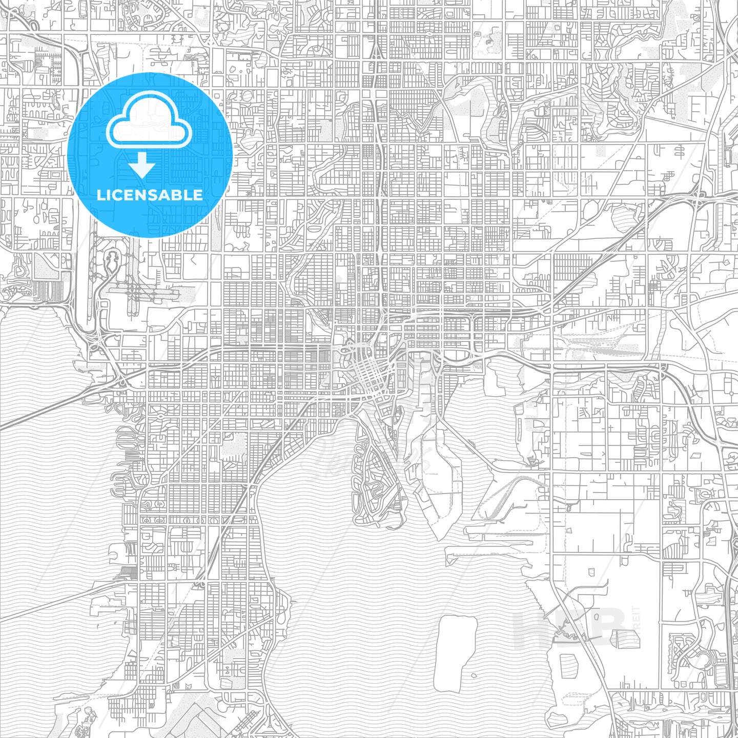 Tampa, Florida, USA, bright outlined vector map