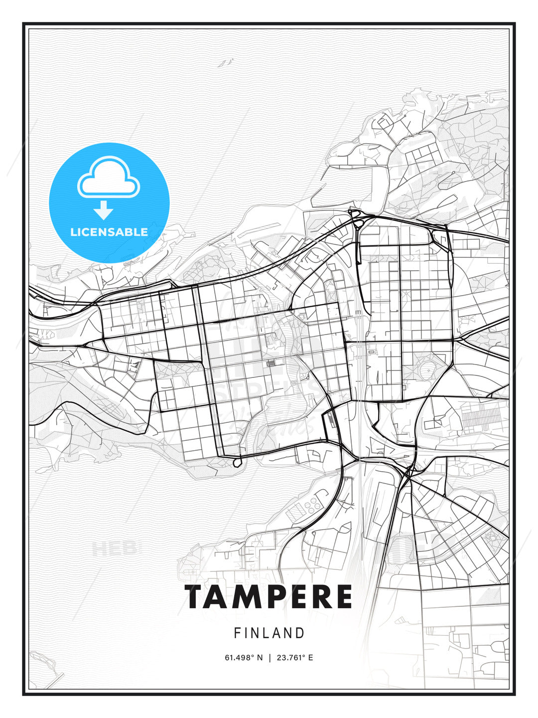 Tampere, Finland, Modern Print Template in Various Formats - HEBSTREITS Sketches