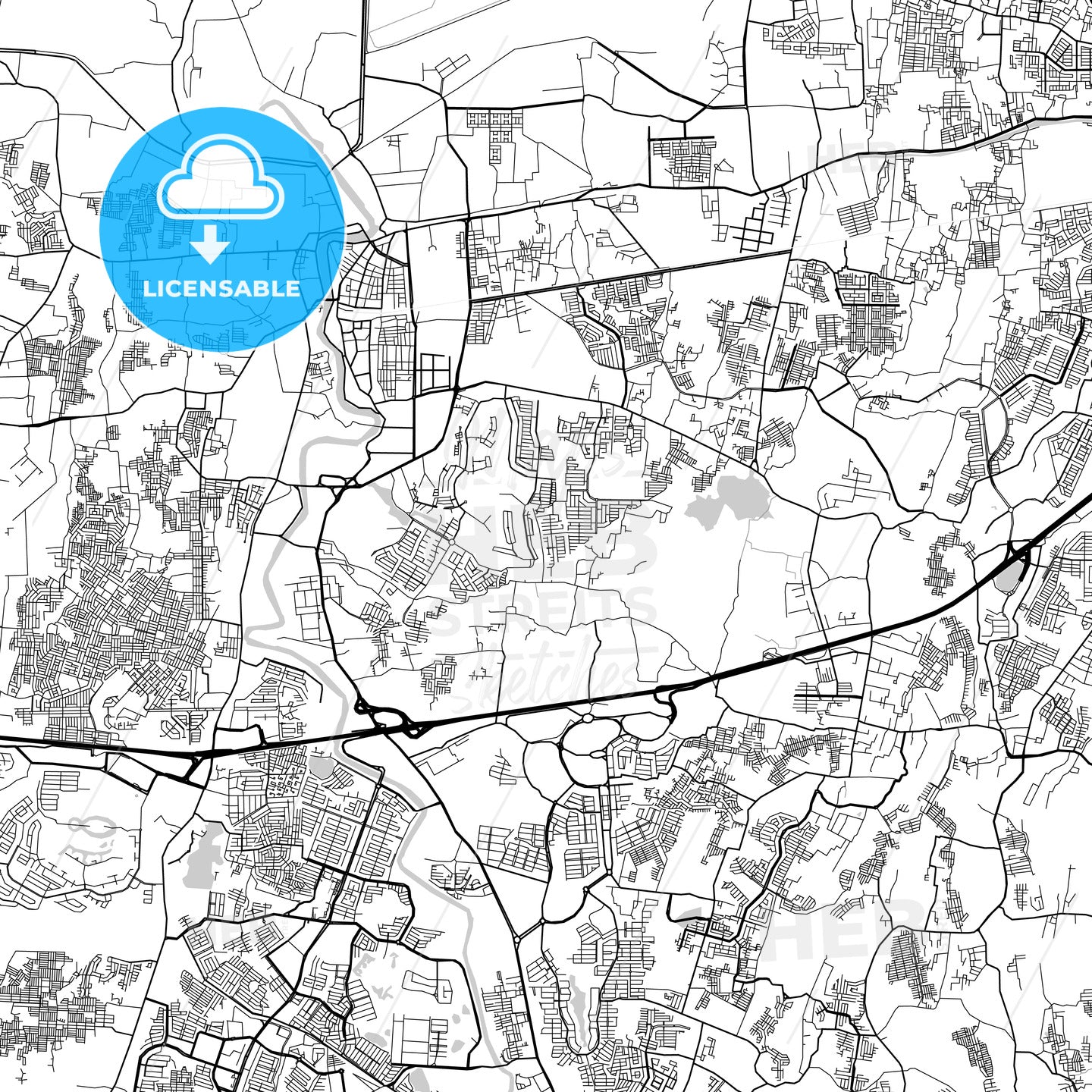 Tangerang, Banten, Downtown City Map, Light