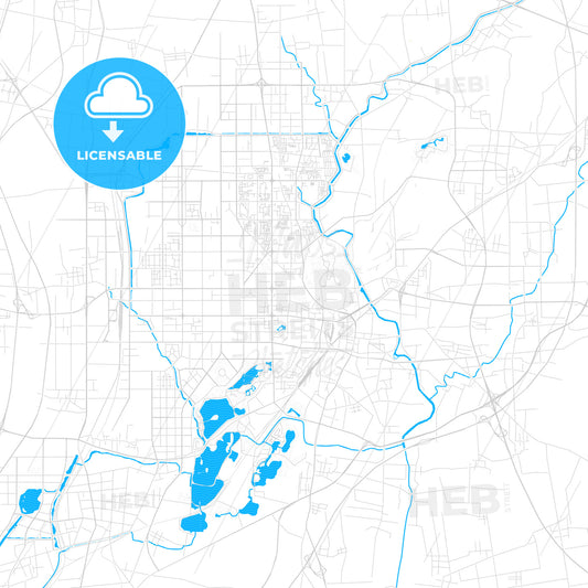 Tangshan, China PDF vector map with water in focus