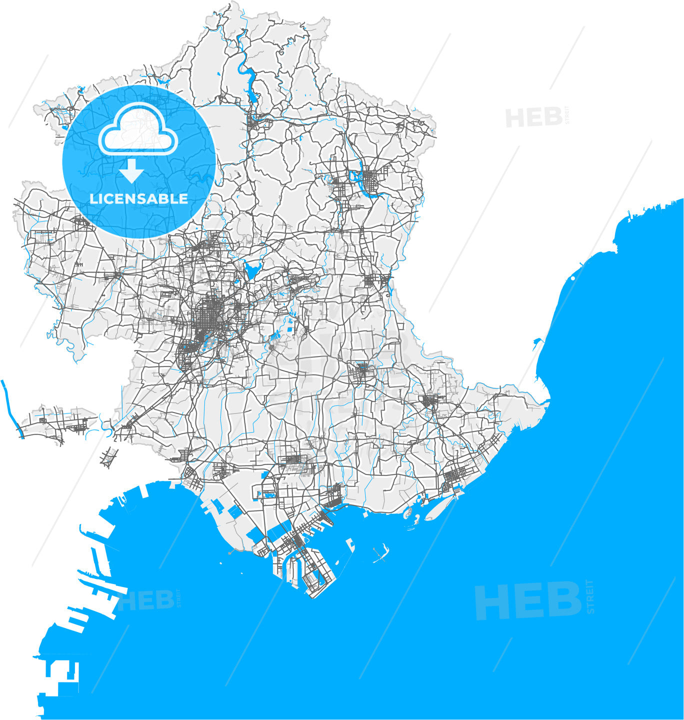 Tangshan, Hebei, China, high quality vector map