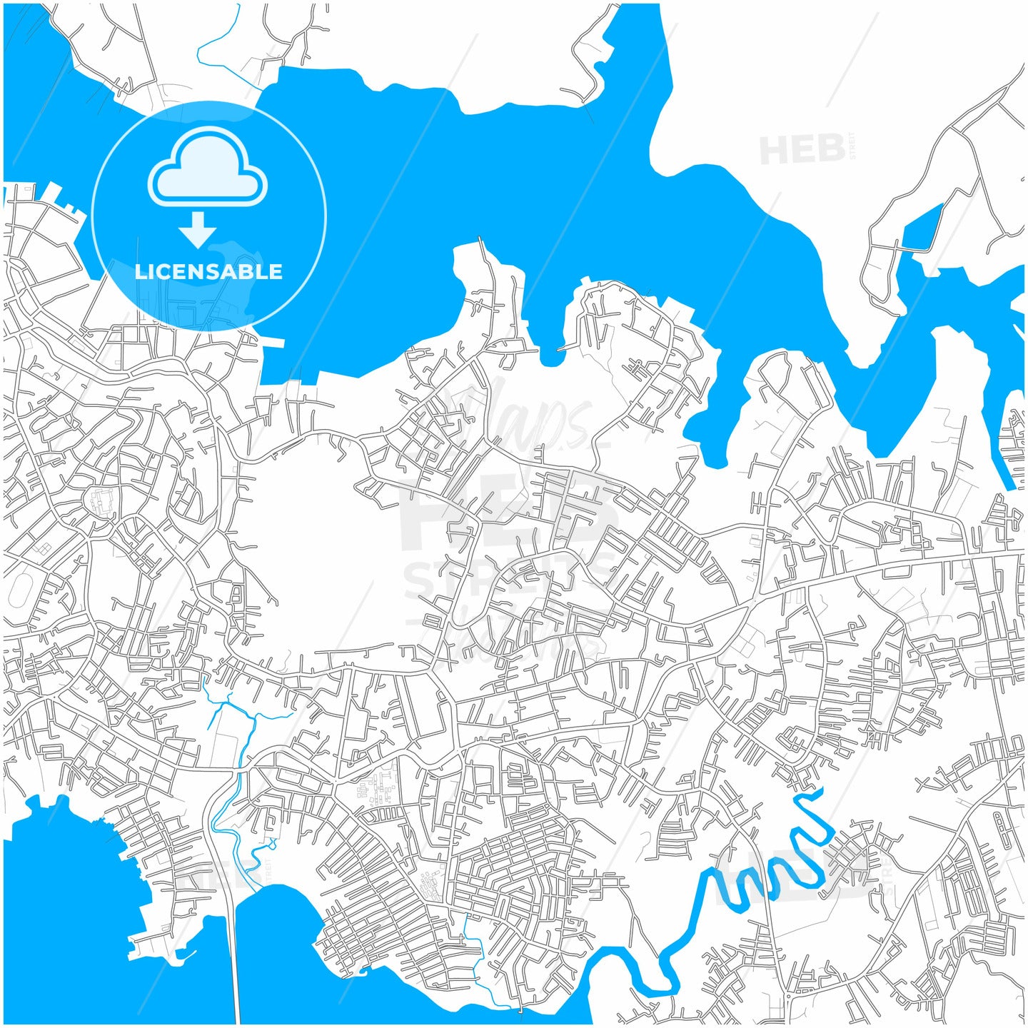 Tanjung Pinang, Kepulauan Riau, Indonesia, city map with high quality roads.