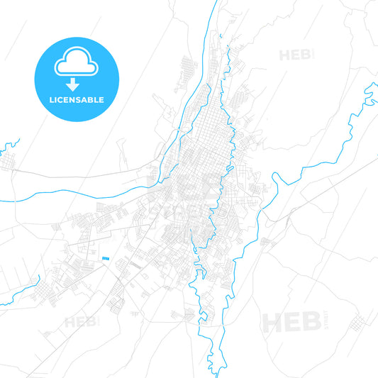 Tapachula, Mexico PDF vector map with water in focus