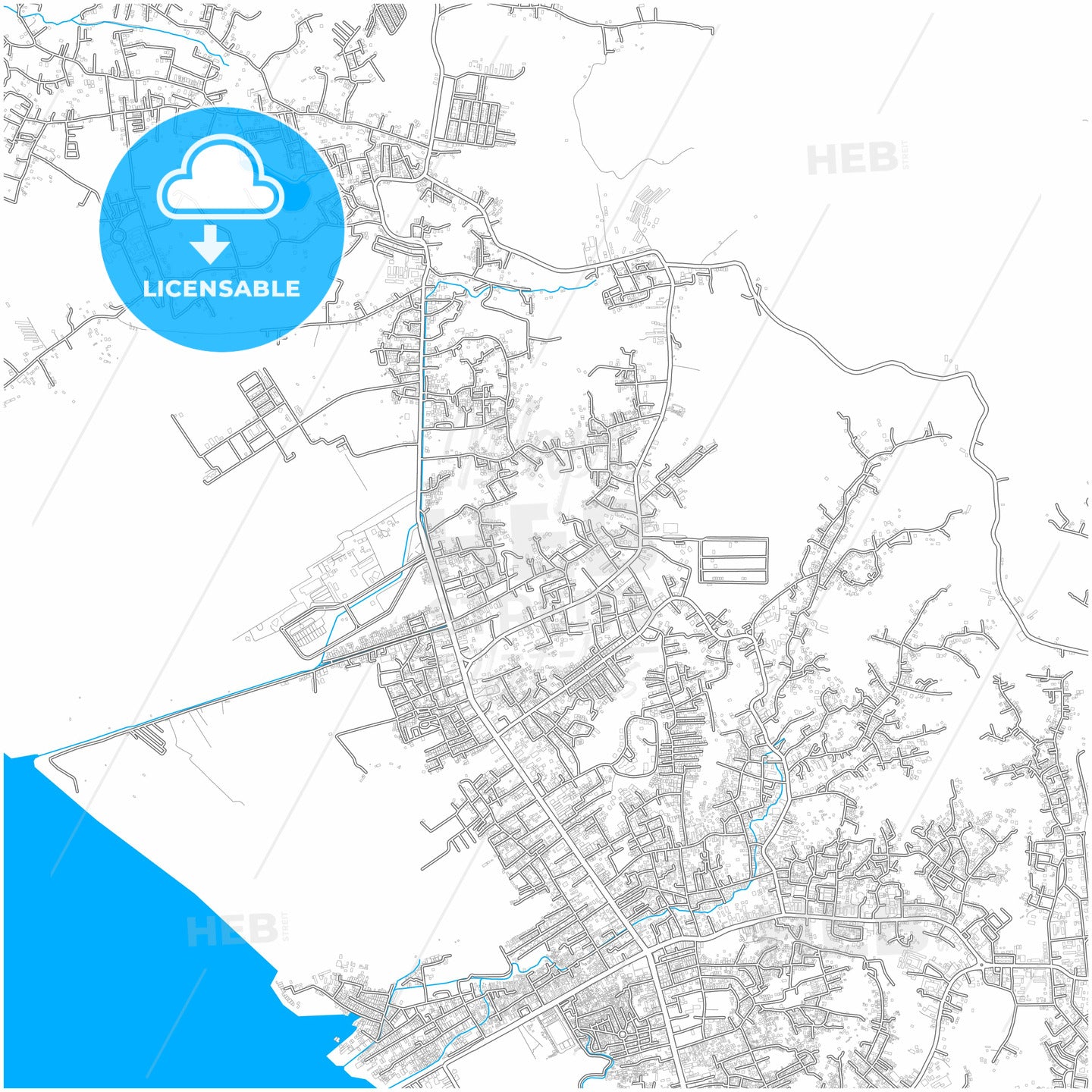 Tarakan, North Kalimantan, Indonesia, city map with high quality roads.