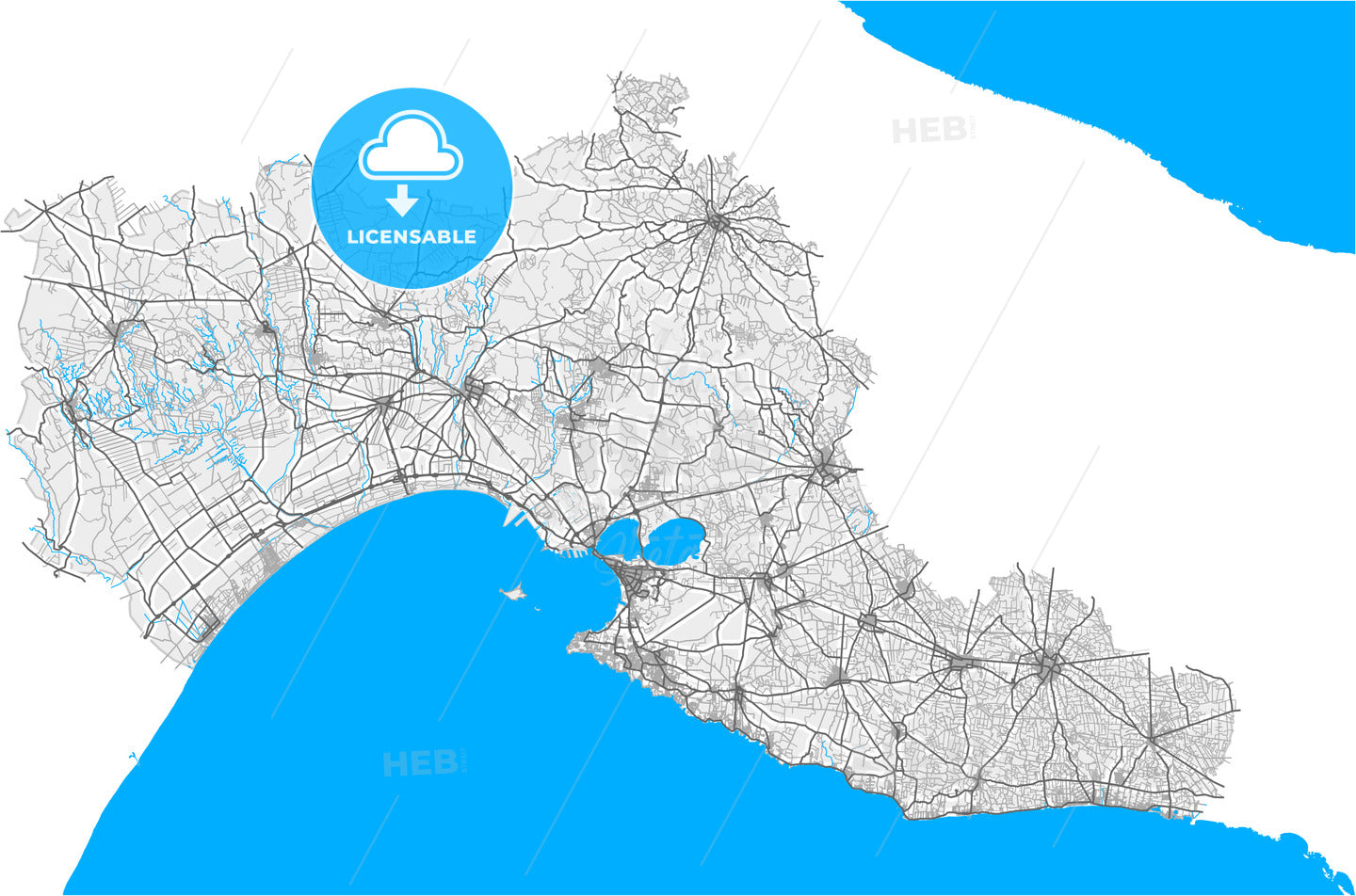 Taranto, Apulia, Italy, high quality vector map