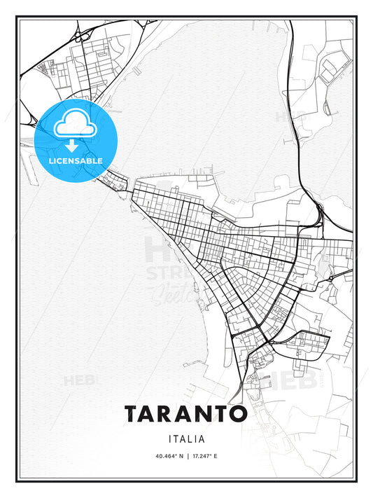 Taranto, Italy, Modern Print Template in Various Formats - HEBSTREITS Sketches