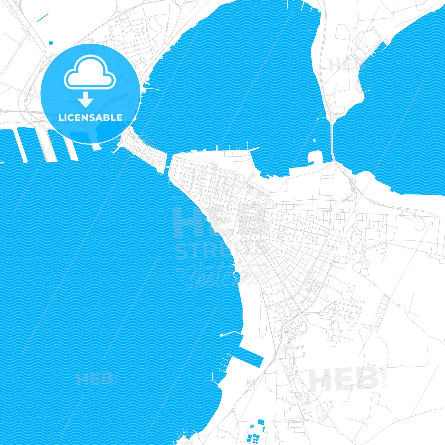 Taranto, Italy PDF vector map with water in focus