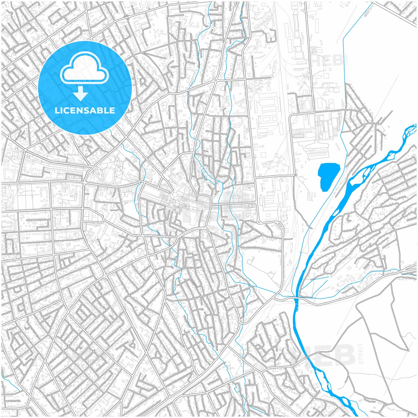 Taraz, Jambyl Province, Kazakhstan, city map with high quality roads.