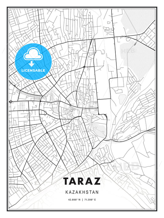 Taraz, Kazakhstan, Modern Print Template in Various Formats - HEBSTREITS Sketches