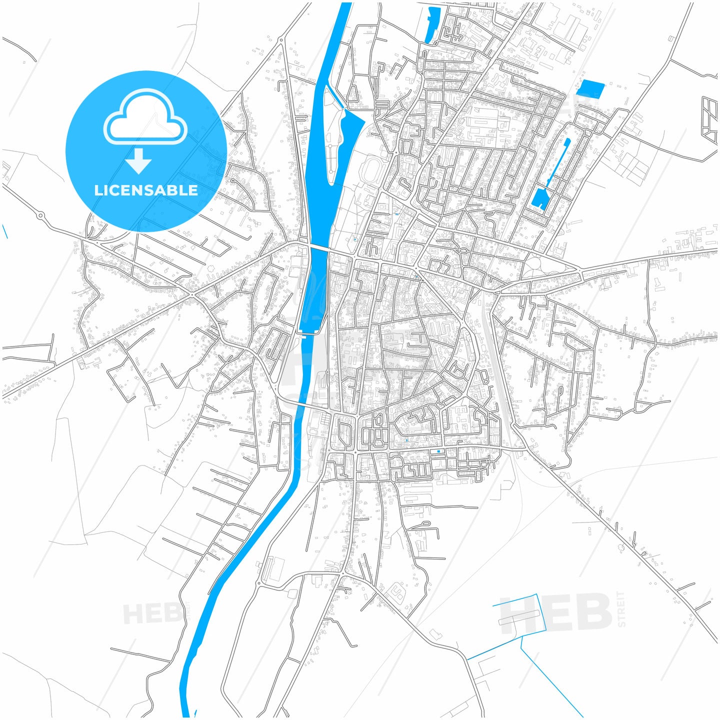 Târgu Jiu, Gorj, Romania, city map with high quality roads.