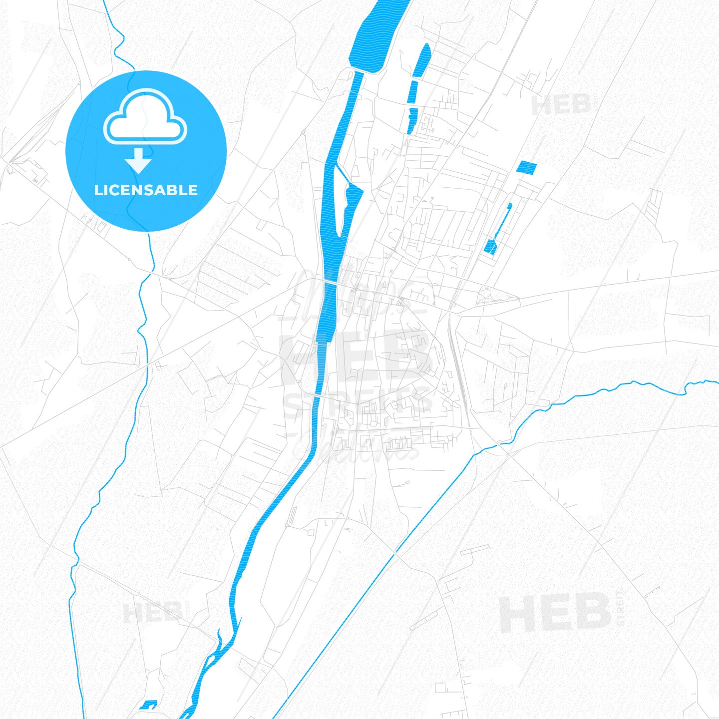 Târgu Jiu, Romania PDF vector map with water in focus