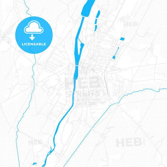 Târgu Jiu, Romania PDF vector map with water in focus