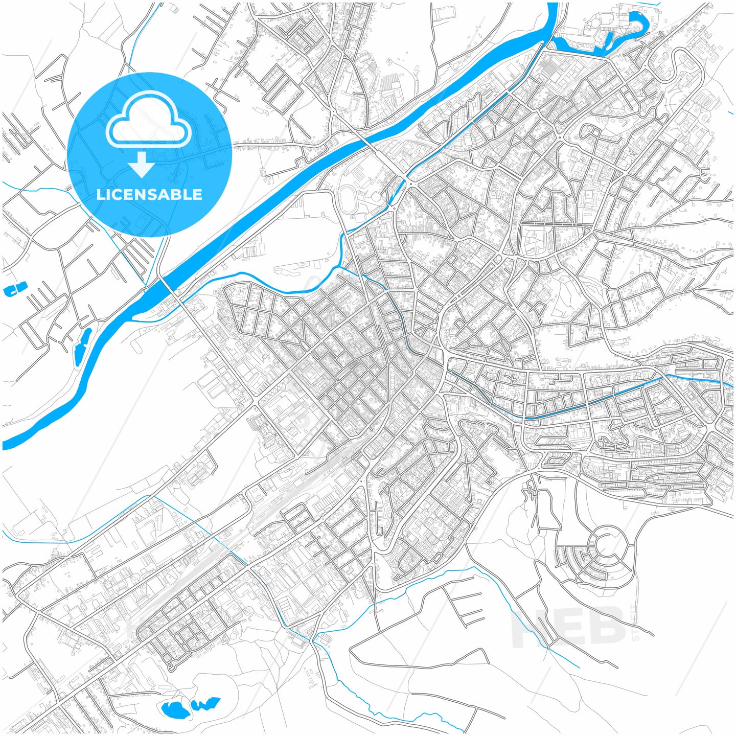 Târgu Mureș, Mureș, Romania, city map with high quality roads.