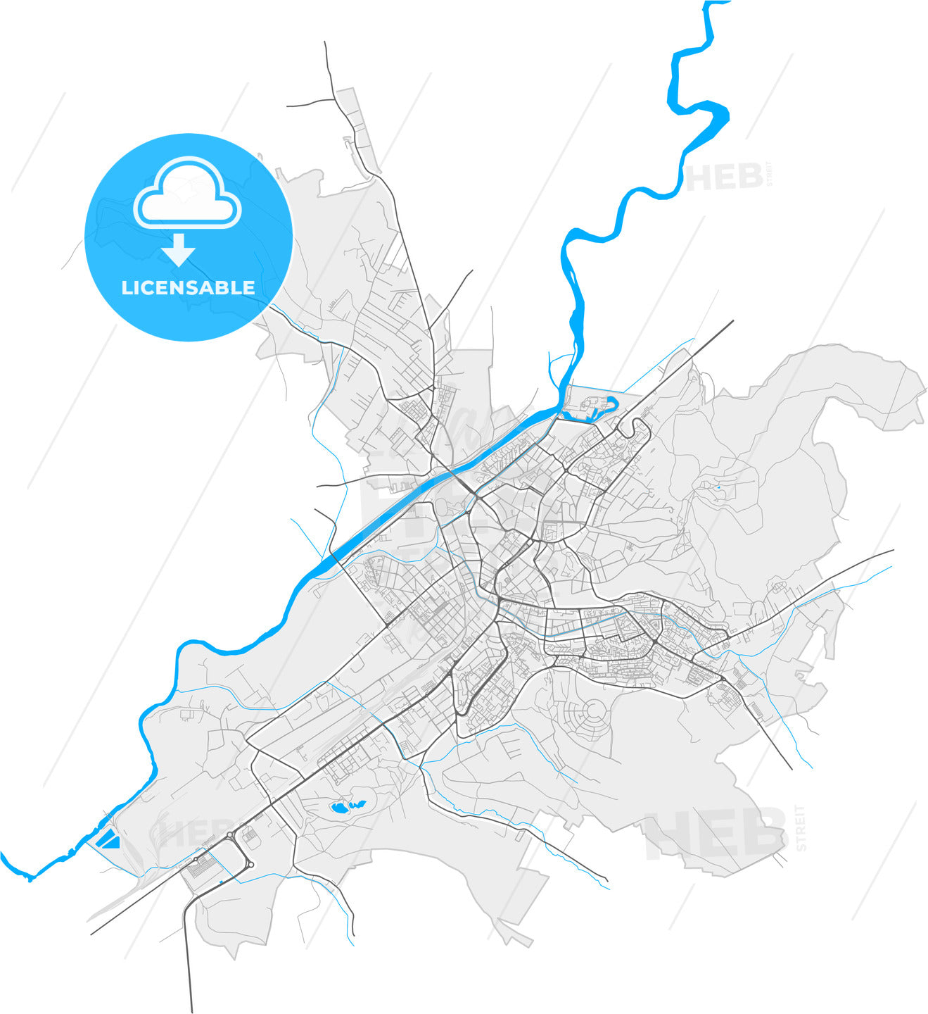 Târgu Mureș, Mureș, Romania, high quality vector map