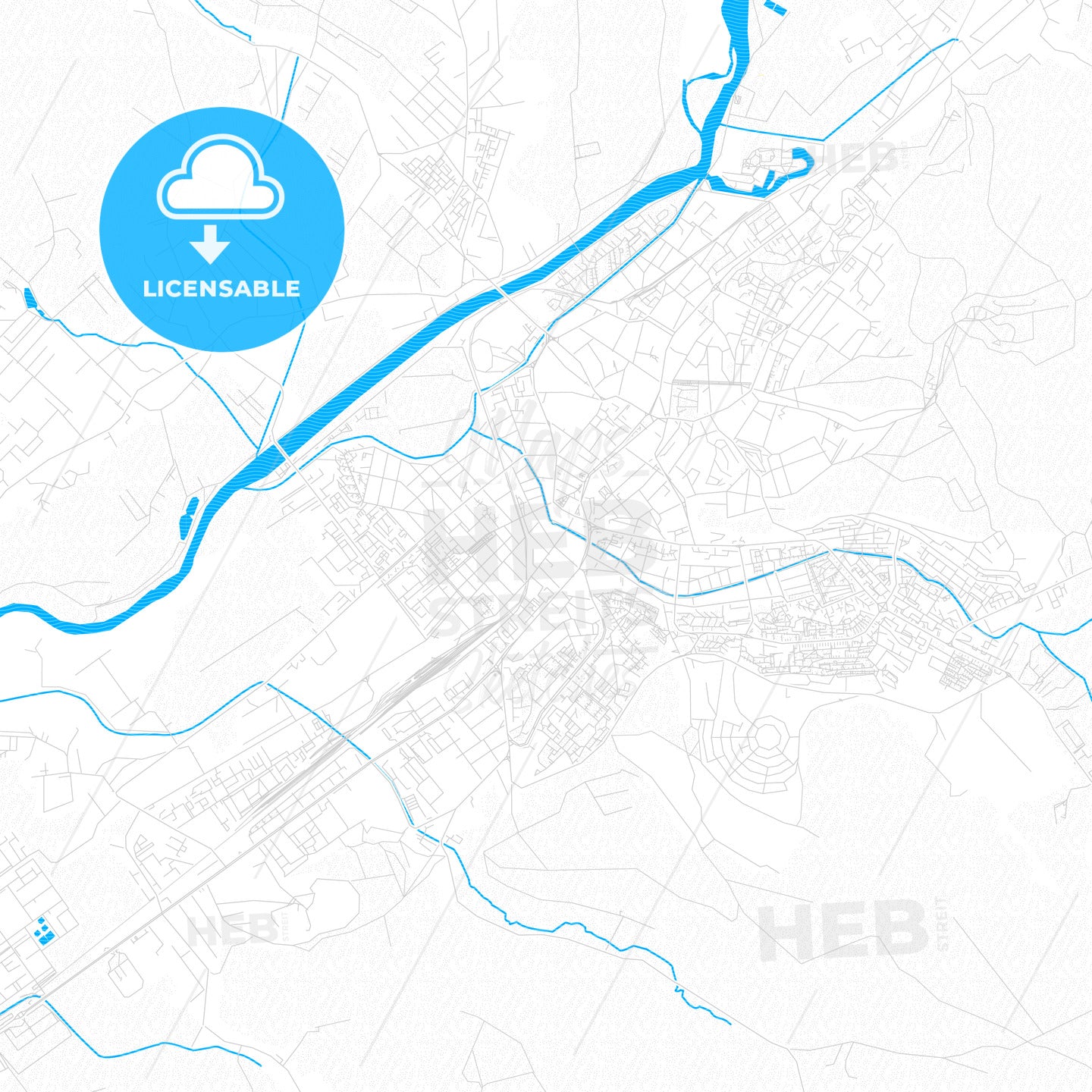 Târgu Mureș, Romania PDF vector map with water in focus