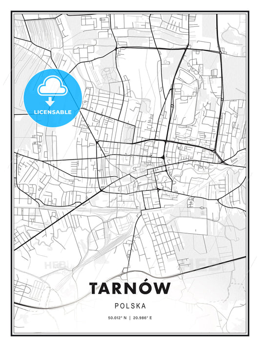Tarnów, Poland, Modern Print Template in Various Formats - HEBSTREITS Sketches