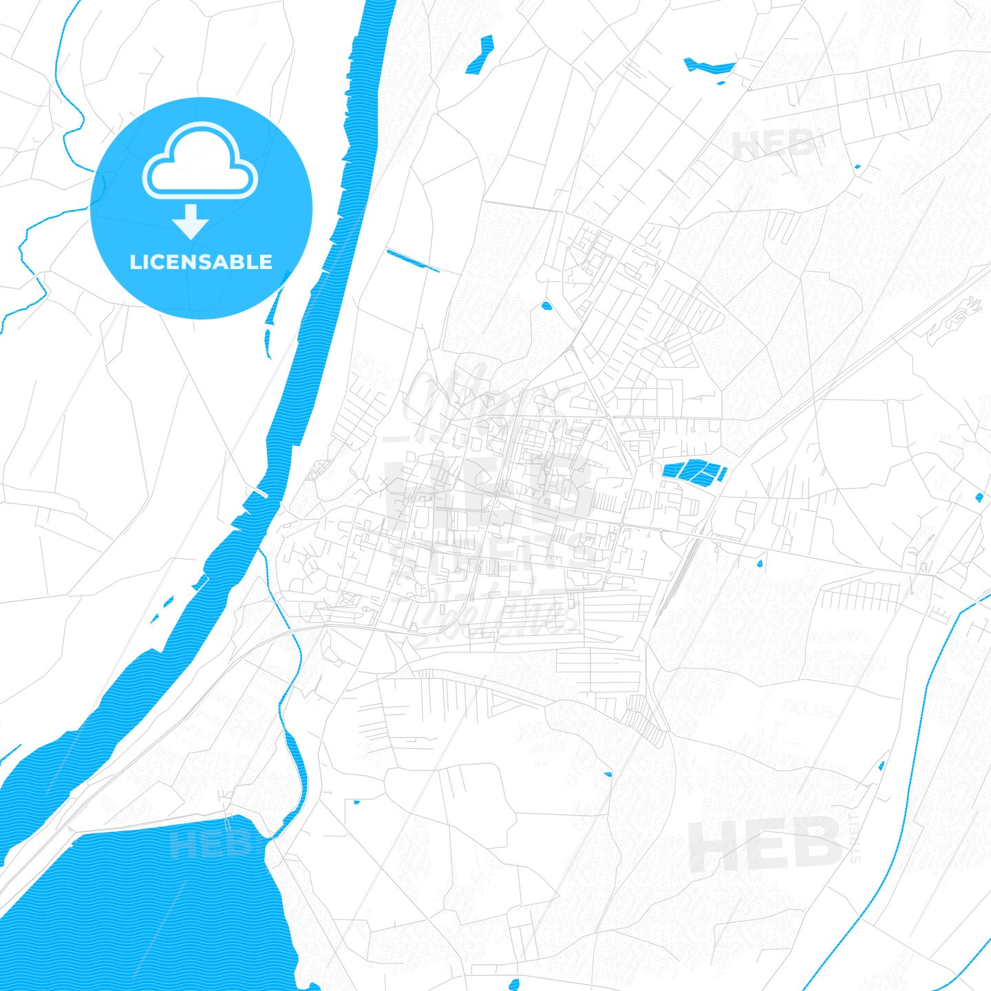 Tarnobrzeg, Poland PDF vector map with water in focus