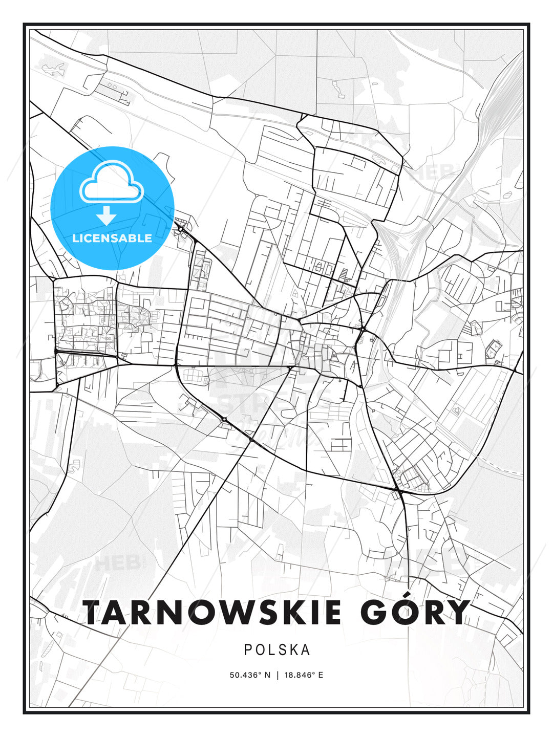 Tarnowskie Góry, Poland, Modern Print Template in Various Formats - HEBSTREITS Sketches
