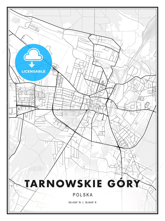 Tarnowskie Góry, Poland, Modern Print Template in Various Formats - HEBSTREITS Sketches