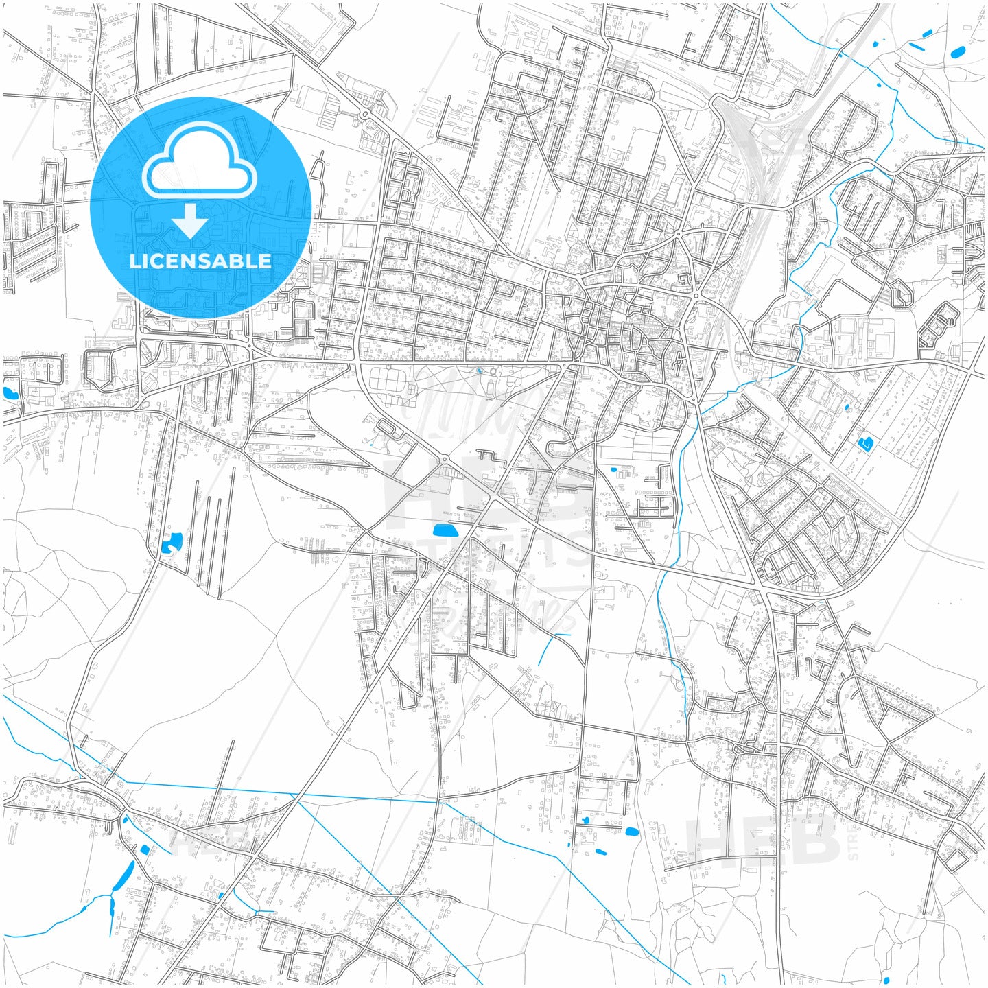 Tarnowskie Góry, Silesian, Poland, city map with high quality roads.