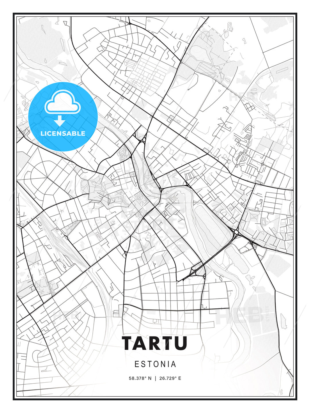 Tartu, Estonia, Modern Print Template in Various Formats - HEBSTREITS Sketches