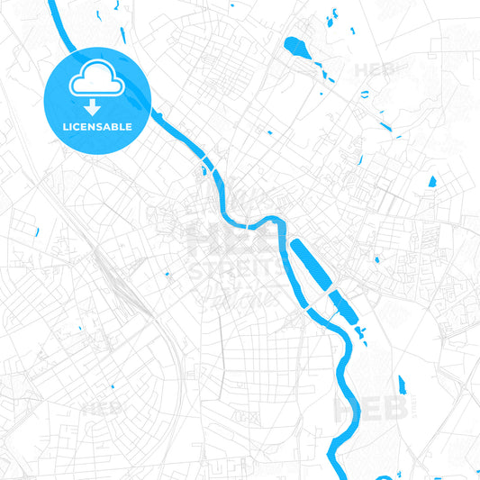 Tartu, Estonia PDF vector map with water in focus