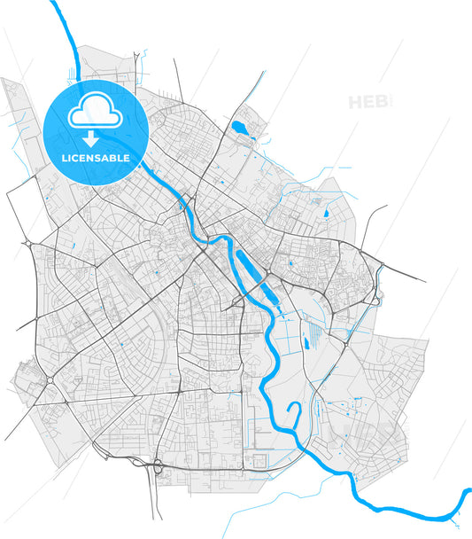 Tartu, Tartu, Estonia, high quality vector map