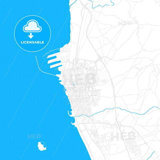 Tartus, Syria PDF vector map with water in focus