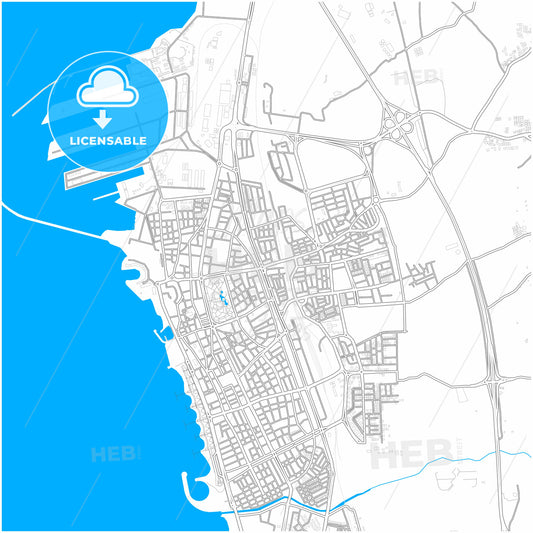 Tartus, Syria, city map with high quality roads.