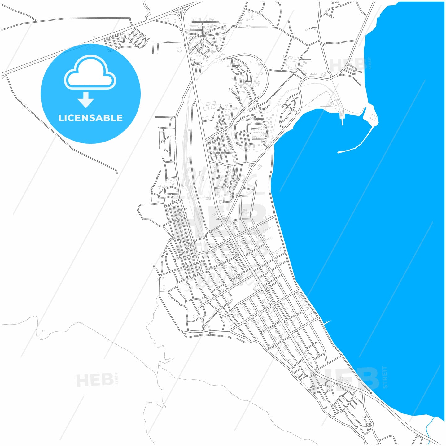 Tatvan, Bitlis, Turkey, city map with high quality roads.