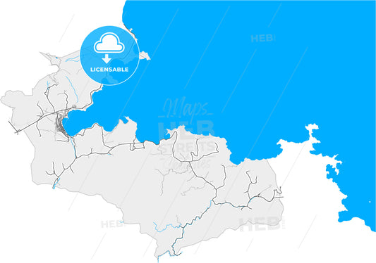 Tatvan, Bitlis, Turkey, high quality vector map