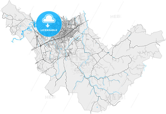 Taubate, Brazil, high quality vector map