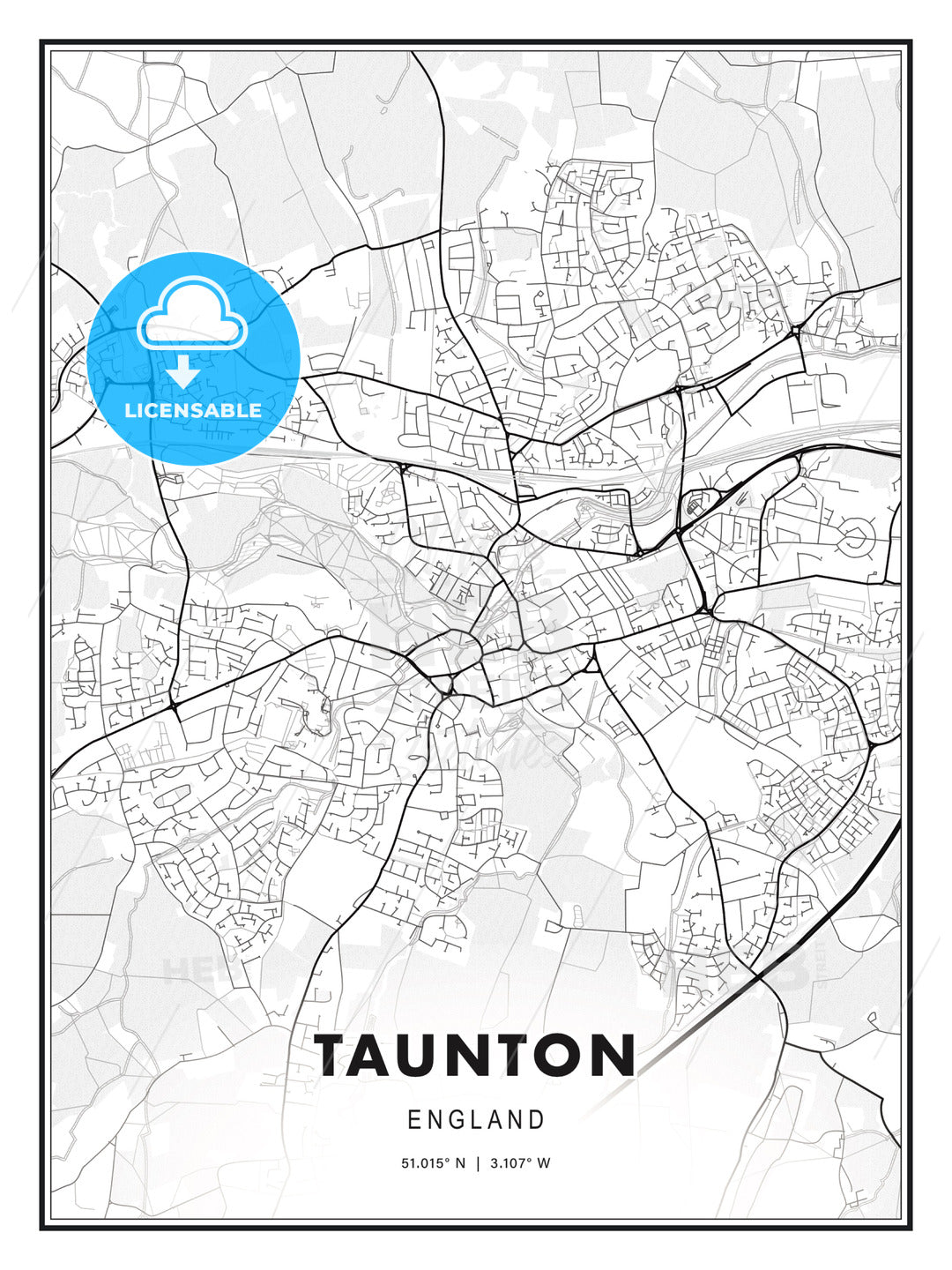 Taunton, England, Modern Print Template in Various Formats - HEBSTREITS Sketches