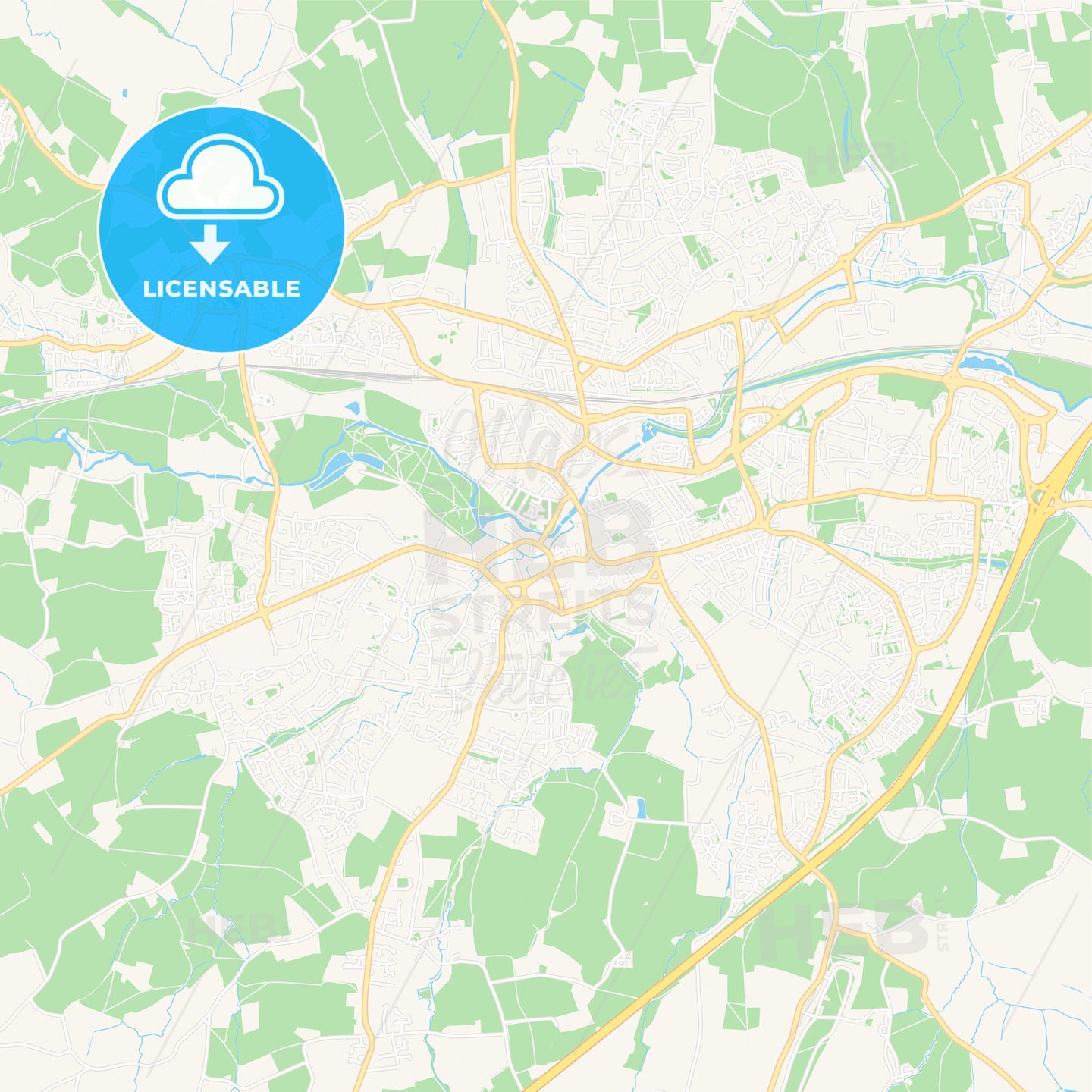 Taunton, England Vector Map - Classic Colors