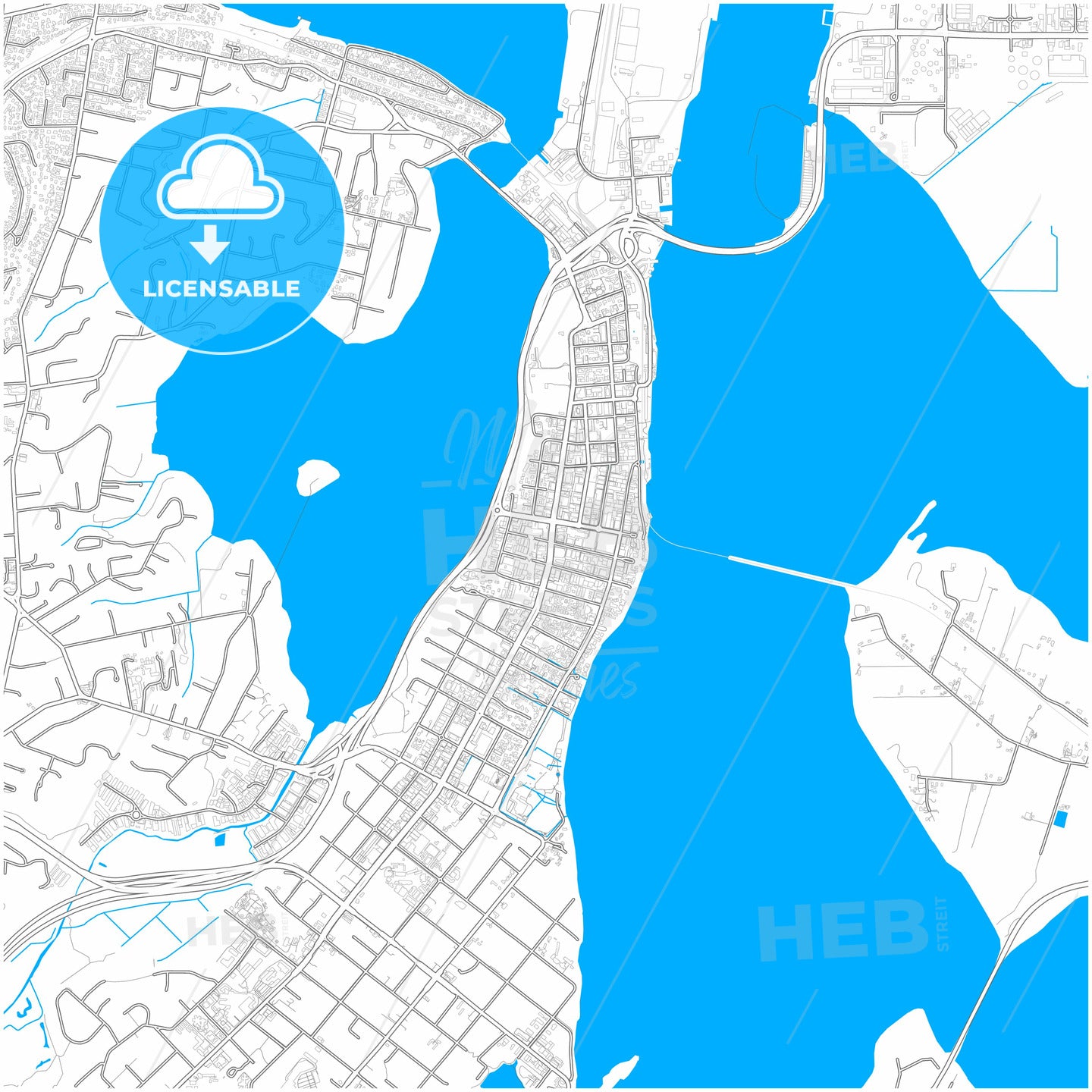 Tauranga, New Zealand, city map with high quality roads.