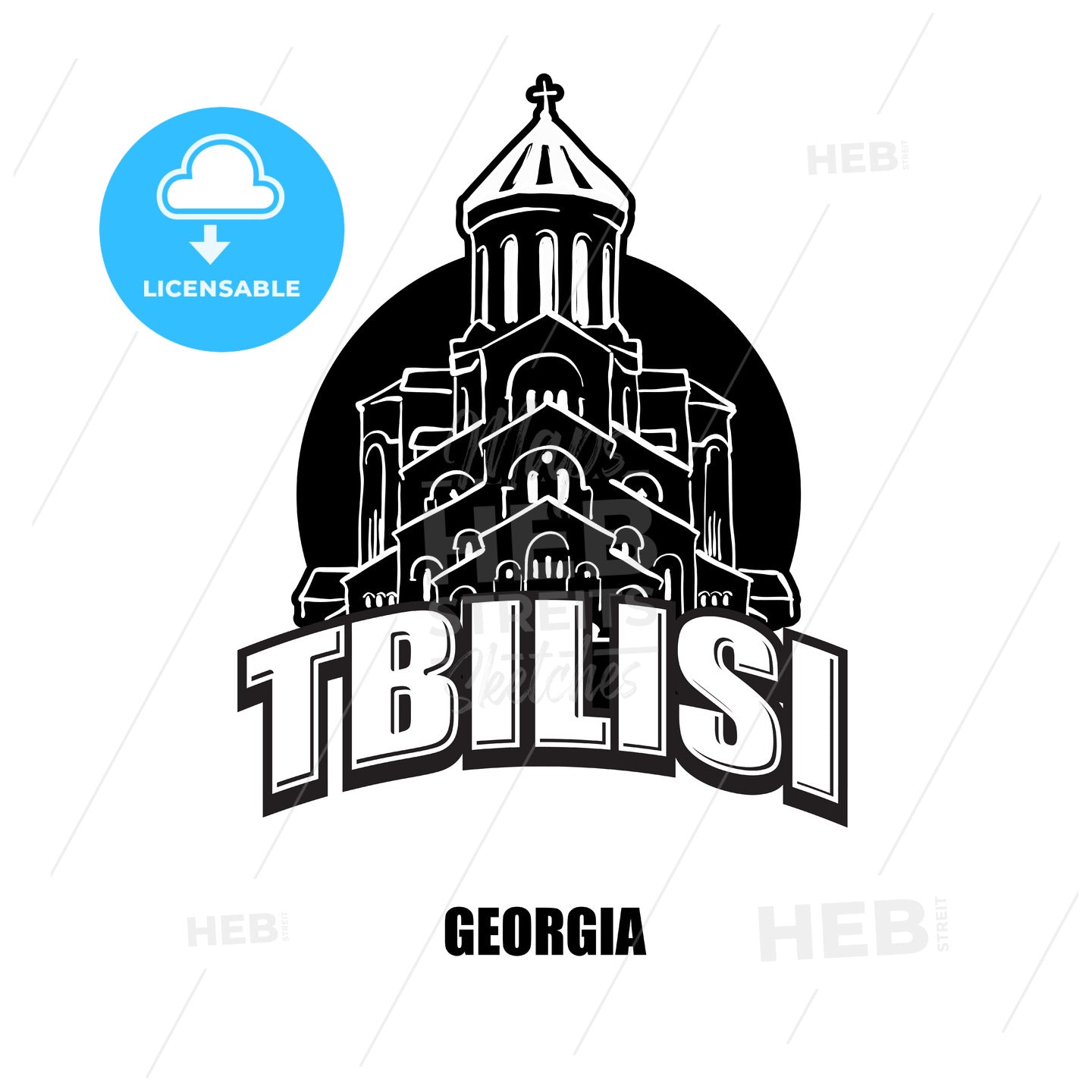 Tbilisi, Geogia, black and white logo – instant download