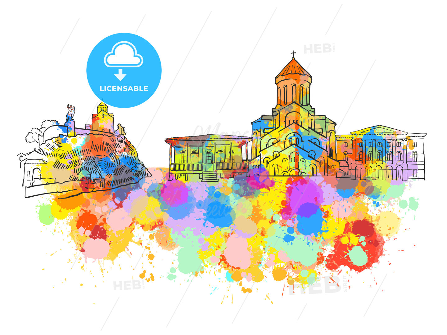 Tbilisi Georgia Colorful Landmark Banner – instant download