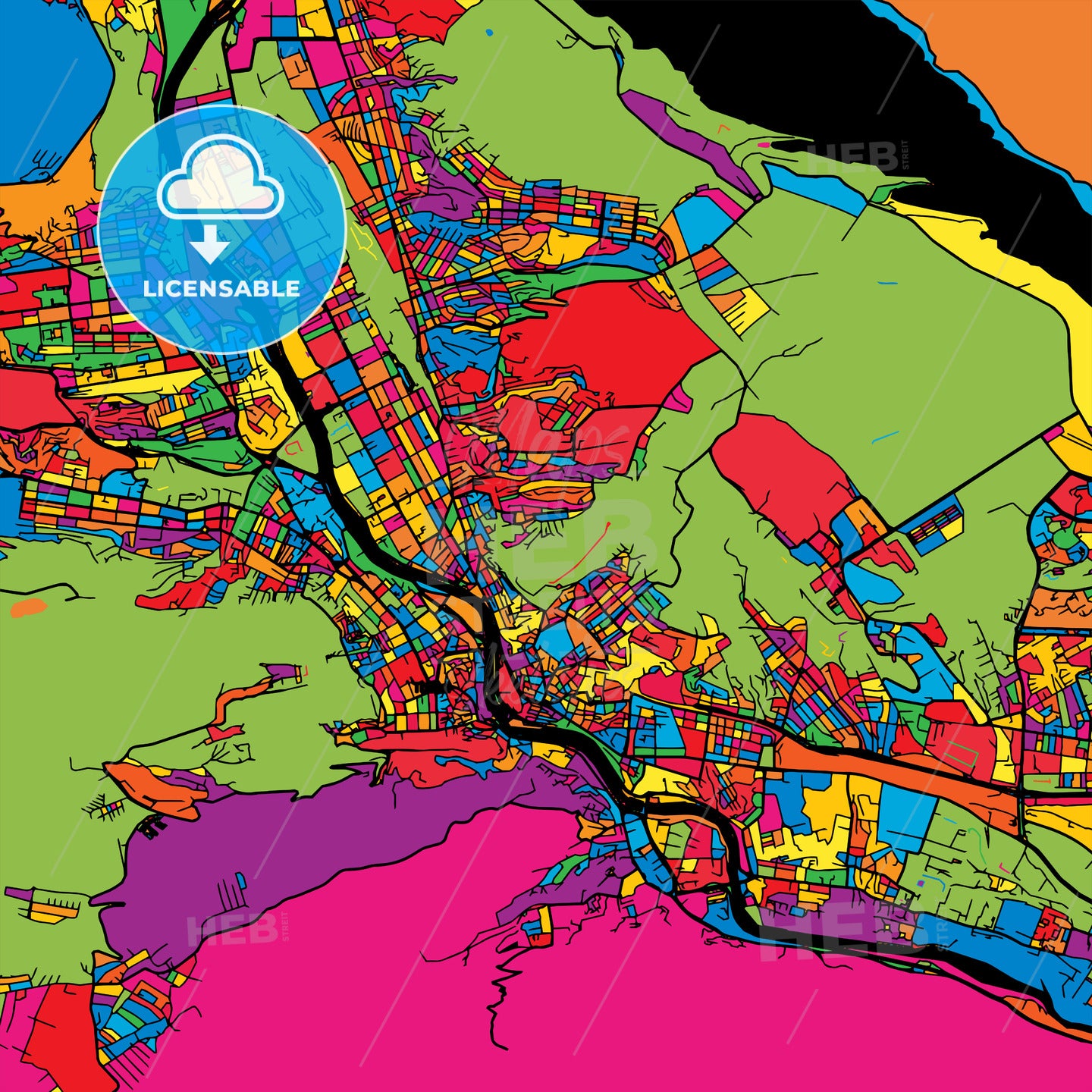 Tbilisi Georgia Colorful Map