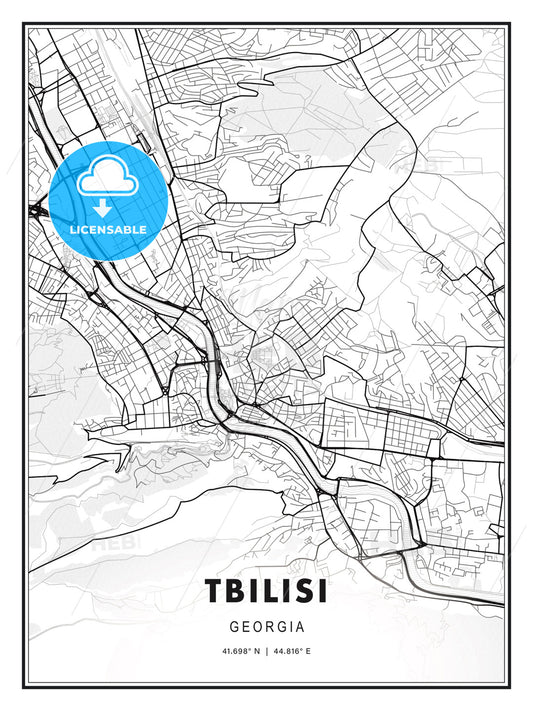 Tbilisi, Georgia, Modern Print Template in Various Formats - HEBSTREITS Sketches