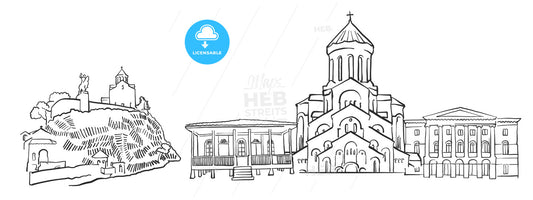 Tbilisi Georgia Panorama Sketch – instant download