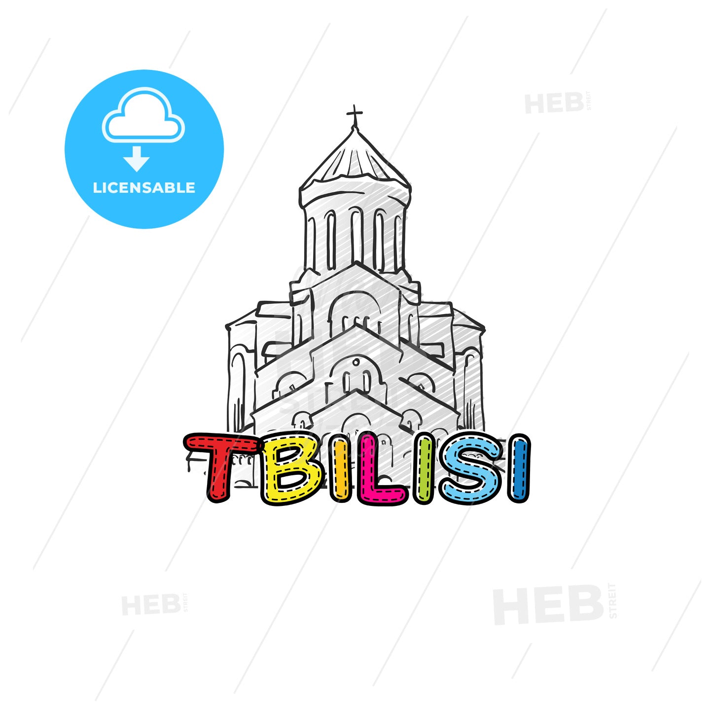 Tbilisi beautiful sketched icon – instant download