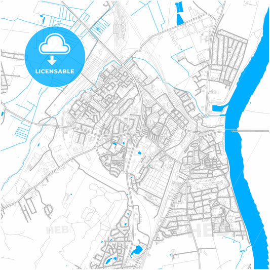 Tczew, Pomeranian, Poland, city map with high quality roads.