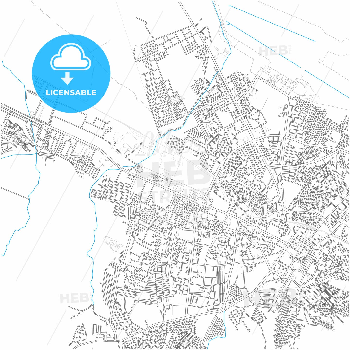 Tebessa, Algeria, city map with high quality roads.