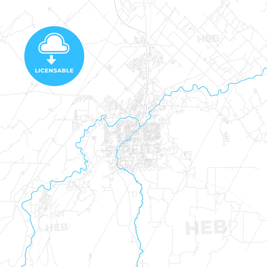 Tebing Tinggi, Indonesia PDF vector map with water in focus