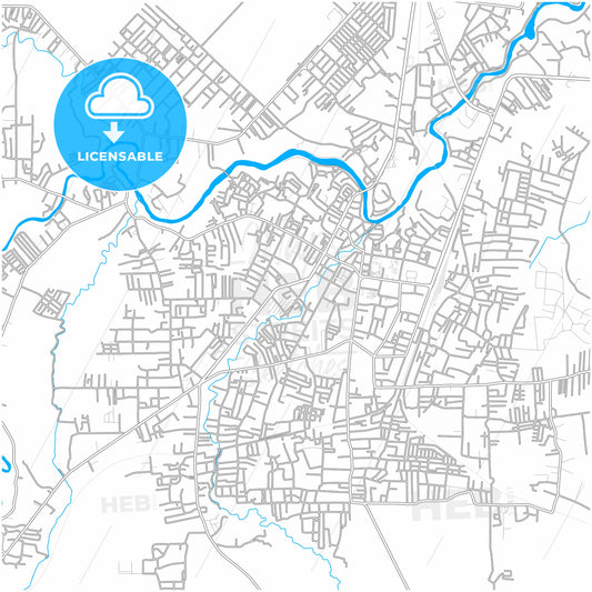 Tebing Tinggi, North Sumatra, Indonesia, city map with high quality roads.