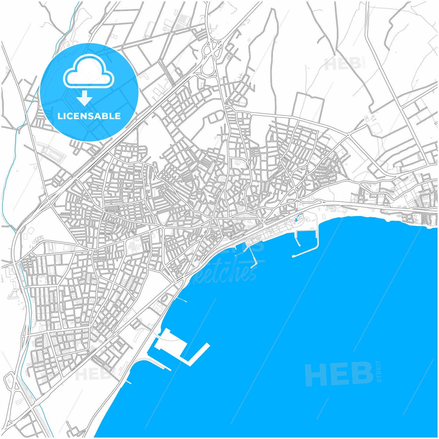 Tekirdağ, Tekirdağ, Turkey, city map with high quality roads.