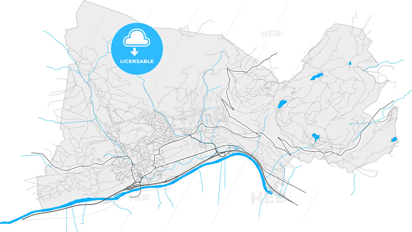 Telfs, Tyrol, Austria, high quality vector map