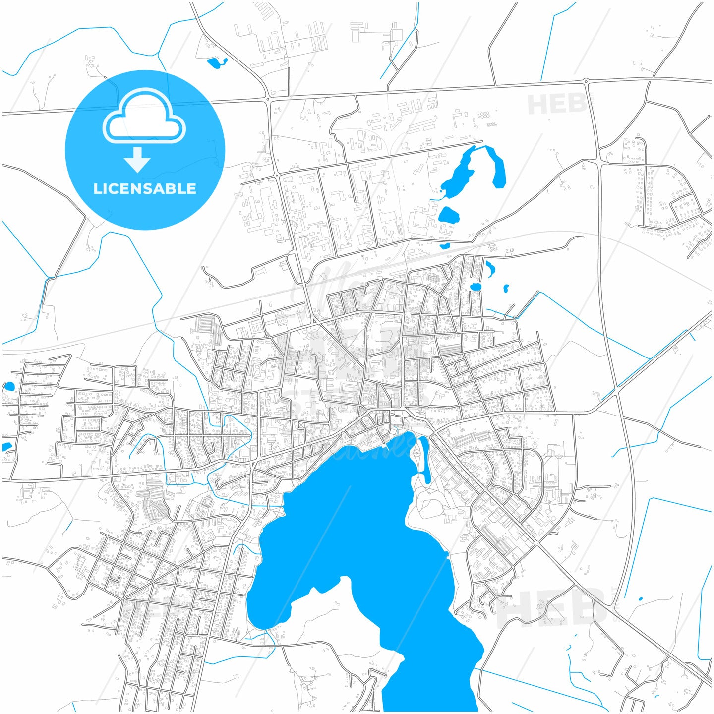 Telšiai, Telšiai County, Lithuania, city map with high quality roads.