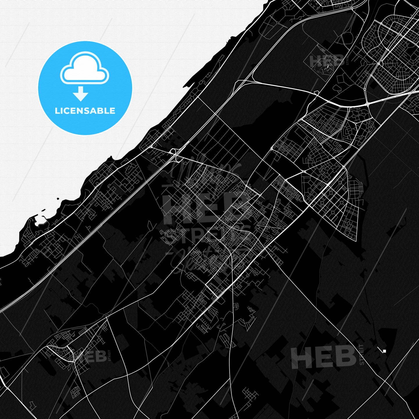 Temara, Morocco Pdf Vector Map Black And White – HEBSTREITS