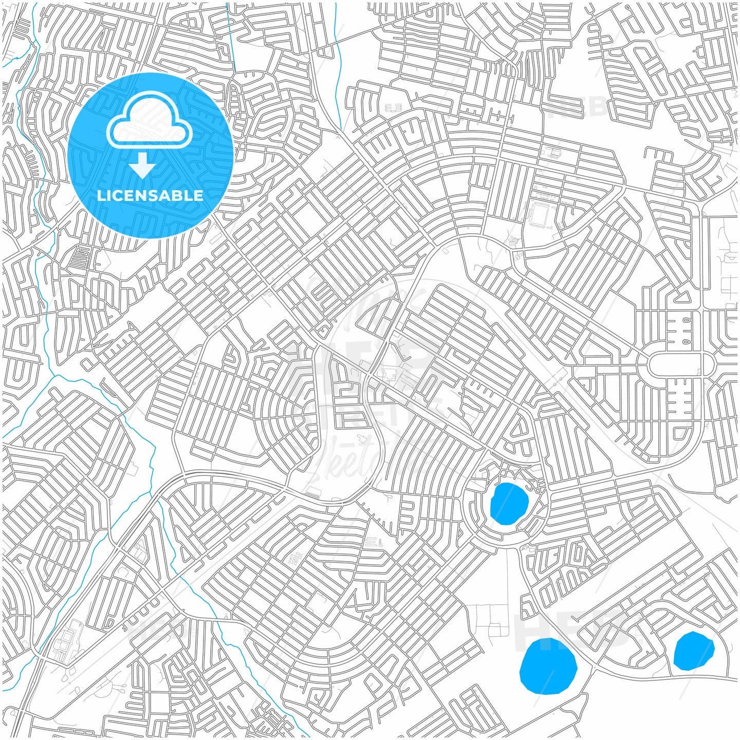 Tembisa, South Africa, city map with high quality roads.